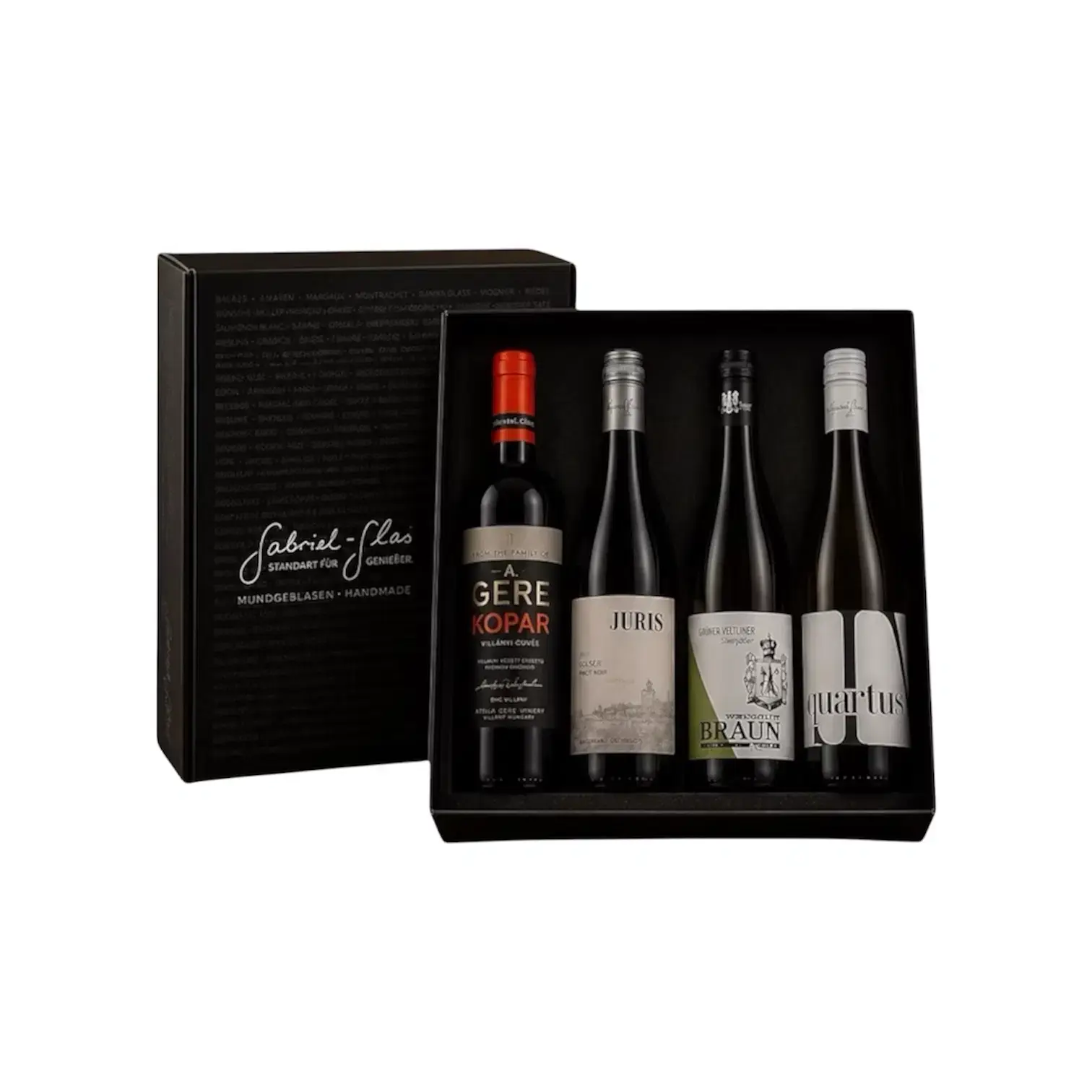 4 Stile – Eine Weinreise + 2 Gabriel-Gläser in Geschenkverpackung