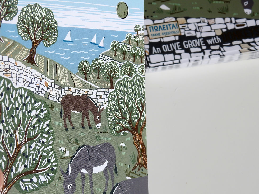 Thumbnail: An Olive Grove with Donkeys for Sale?!! Gold Finish Postcard