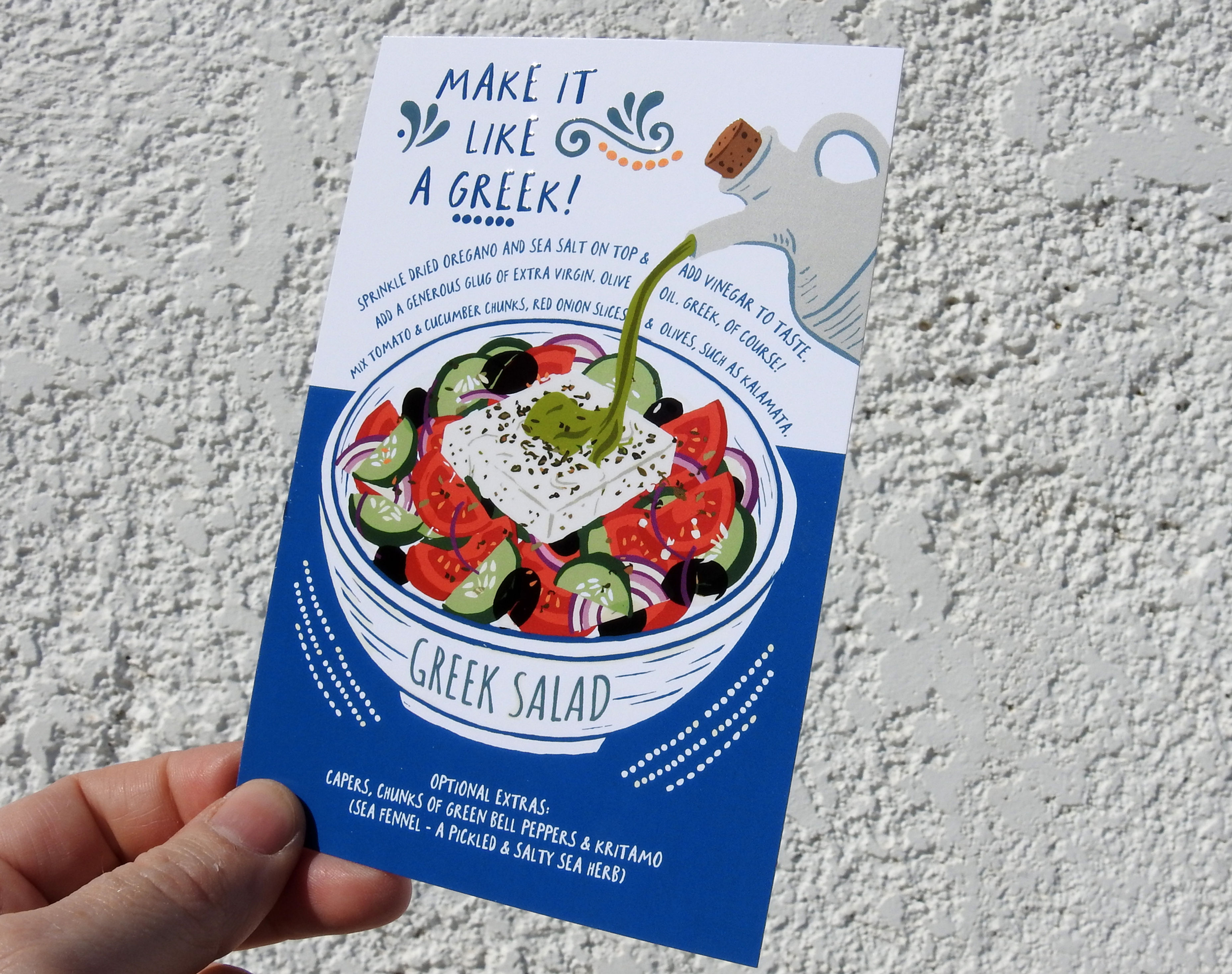 Make It Like A Greek! 3D Gloss Varnish Finish Postcard