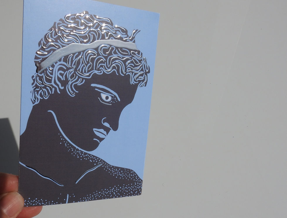 Thumbnail: Bronze Statue - Marathon Boy Silver Finish Postcard