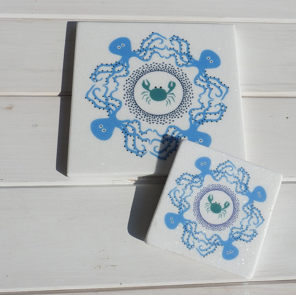 Thumbnail: Greek Sea Treasures - Octopus - Marble Coaster