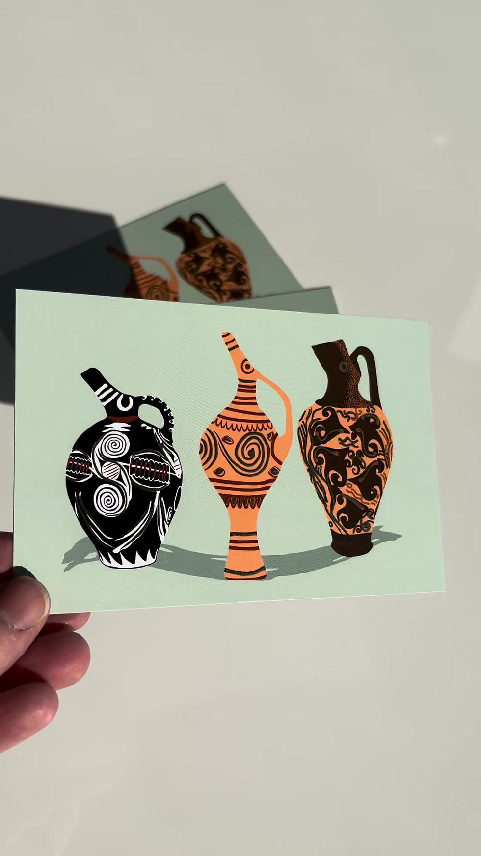Thumbnail: Kamares Ware Jugs Gold Foil Finish Postcard