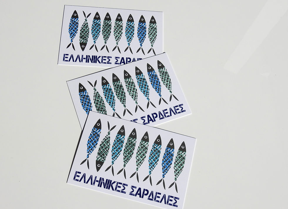 Thumbnail: Greek Sardines Silver Foil Finish Postcard
