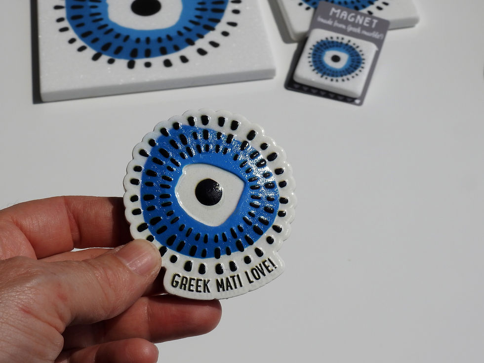 Thumbnail: Greek Mati Love! Raised Surface Magnet