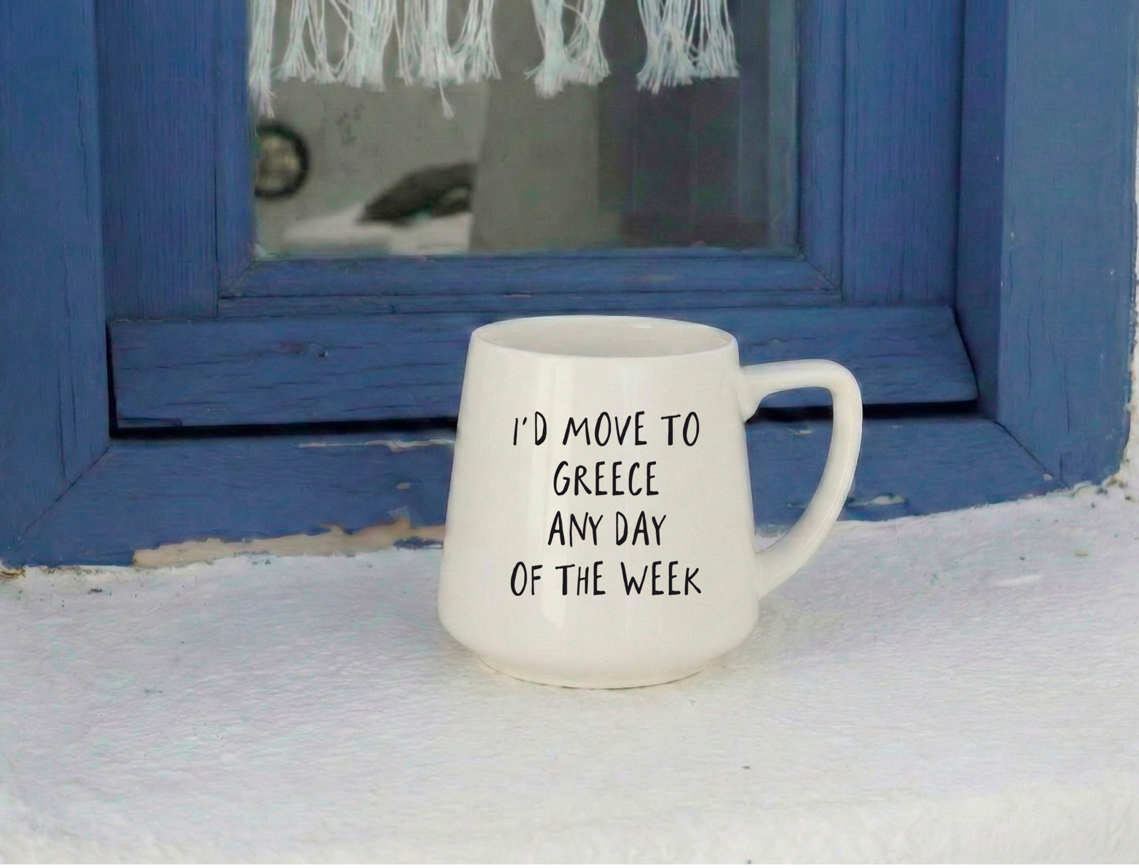 I'D MOVE TO GREECE... Etched Design Cup 280ml (Set of 6)