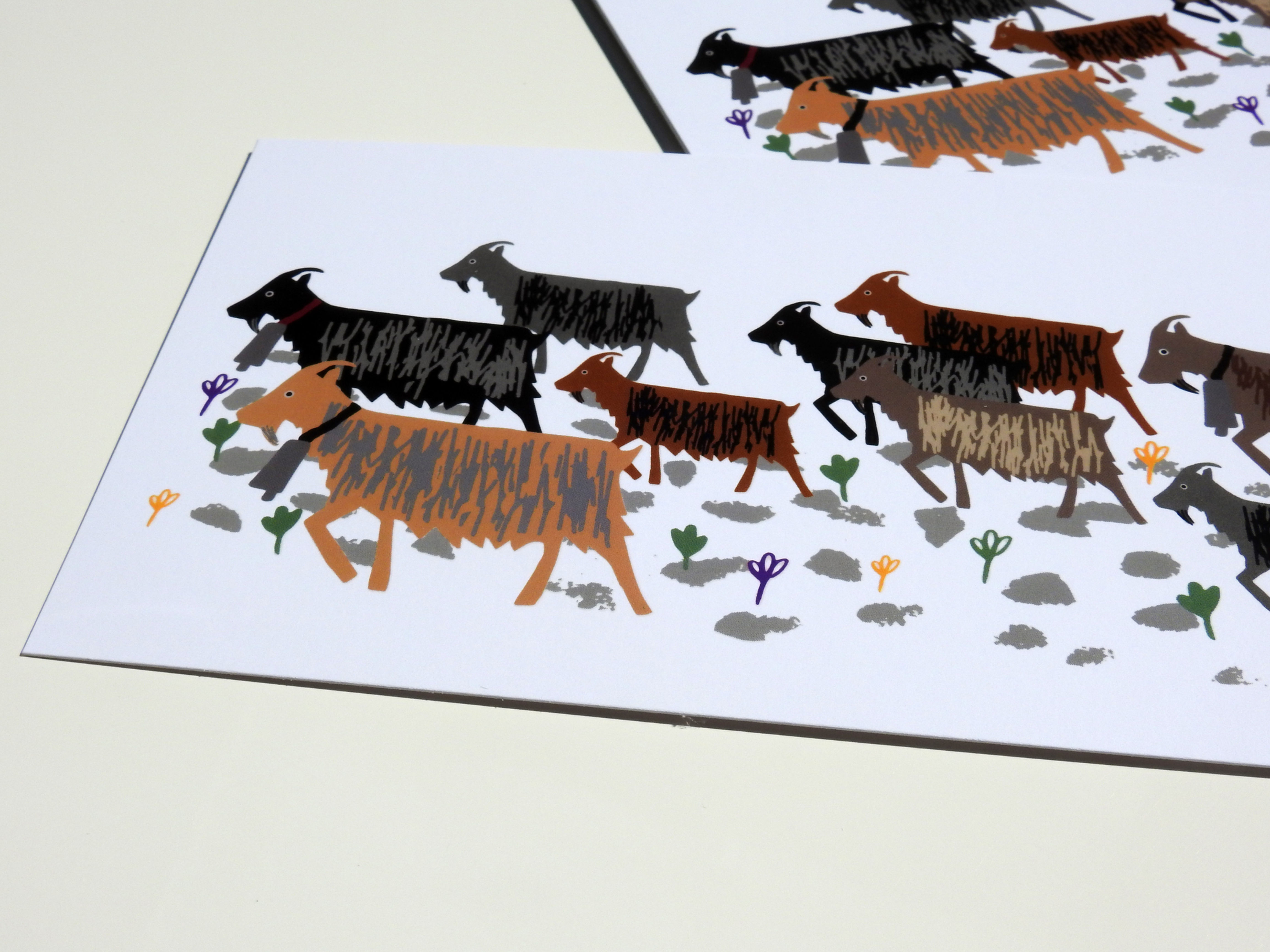 Extra Long Goat Postcard with 3D Varnish Finish