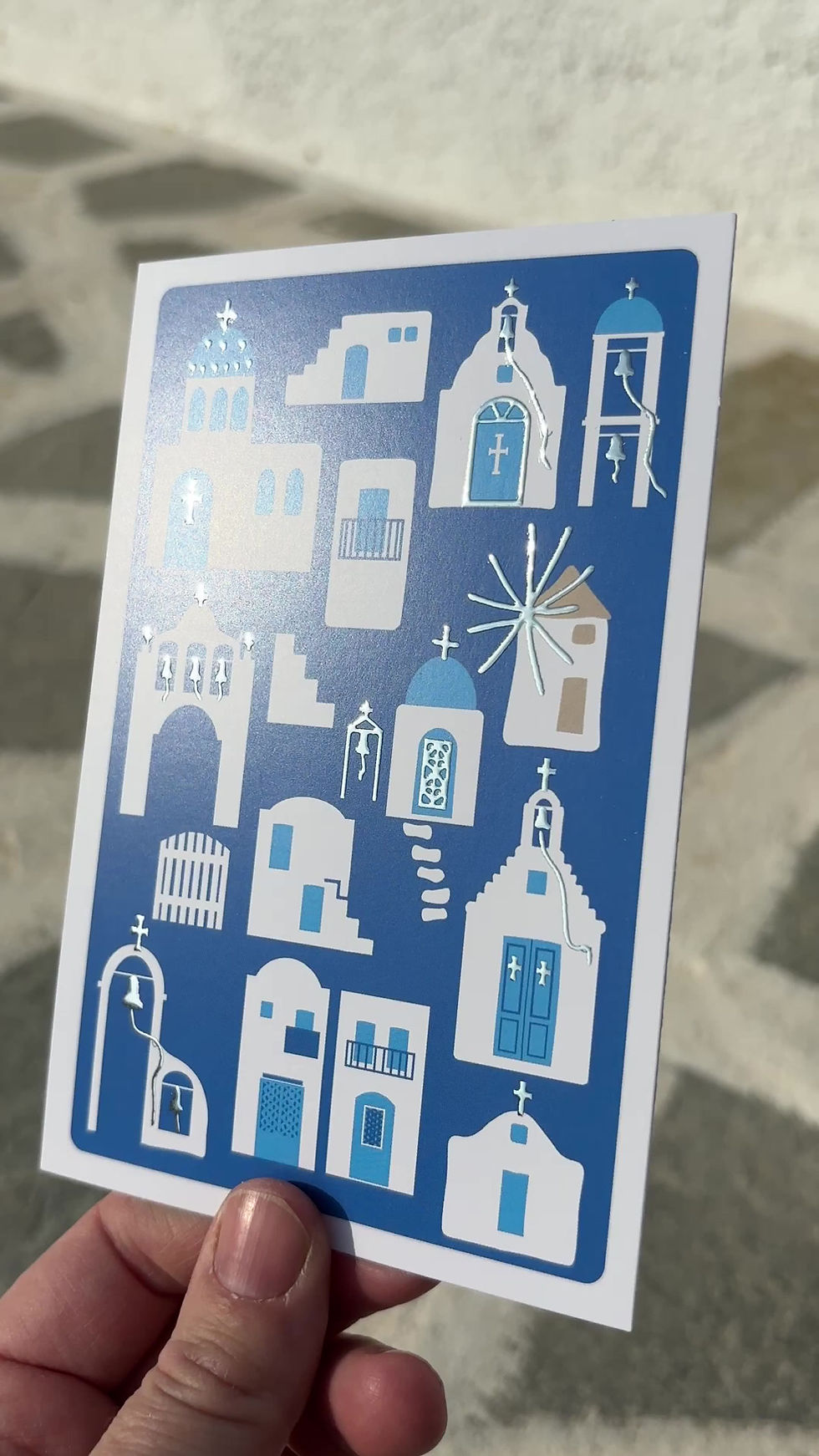 Thumbnail: Clearly Cycladic Silver Foil Finish Postcard