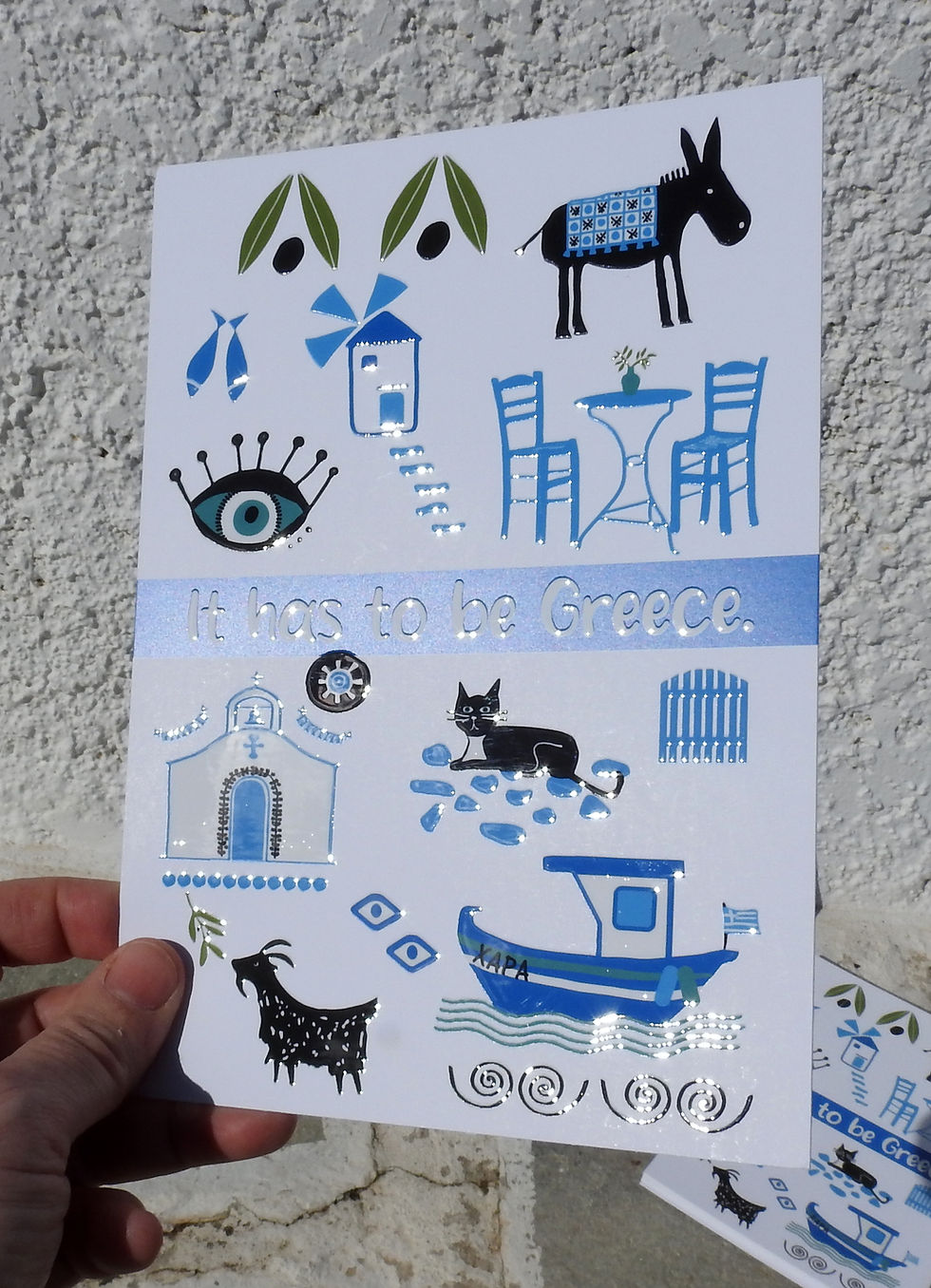 Thumbnail: XL It Has To Be Greece 3D Gloss Varnish Finish Postcard