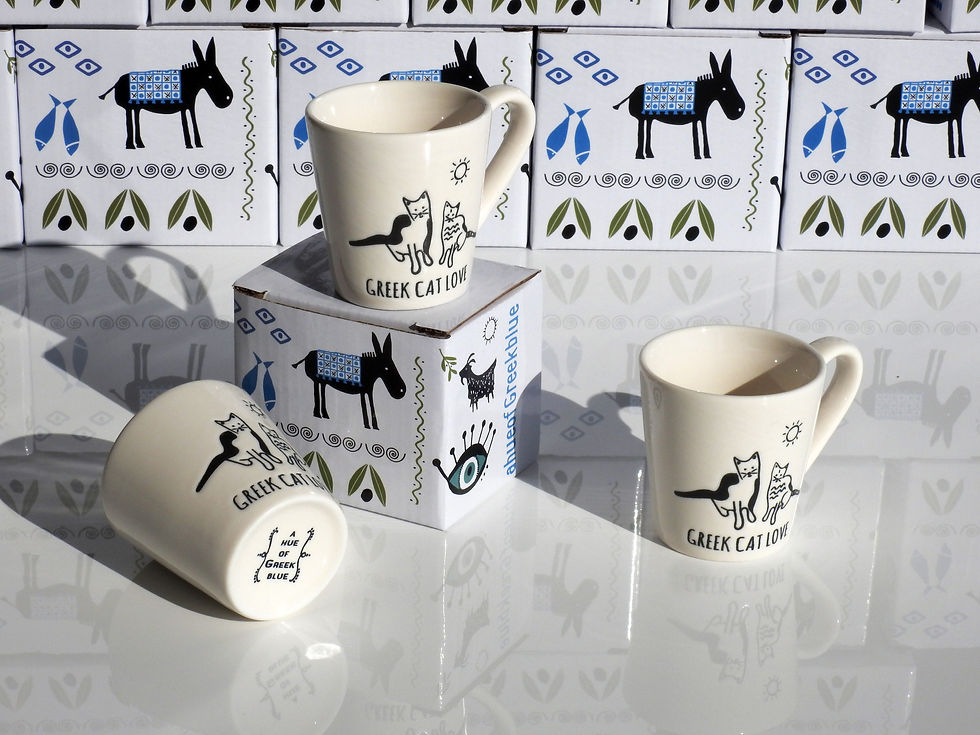 Thumbnail: Greek Cat Love Etched Design Cup 90ml