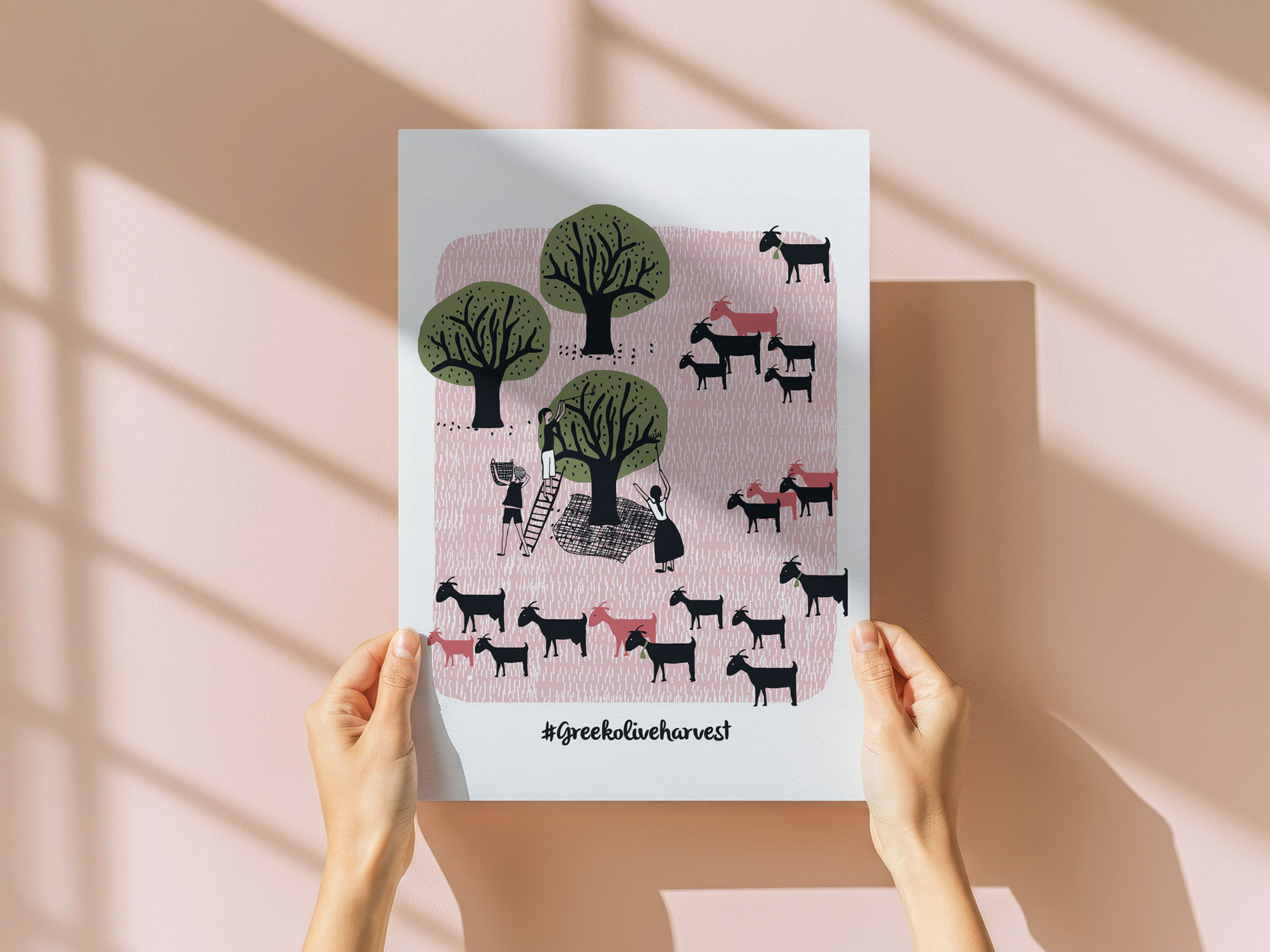 A3 Art Print #Greekoliveharvest