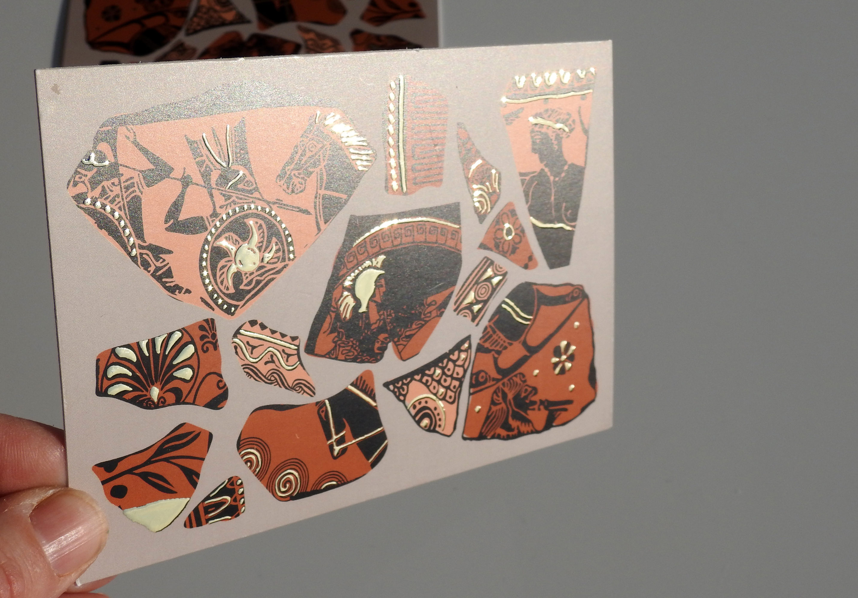 Greek Pot Sherds - Gold Finish Postcard