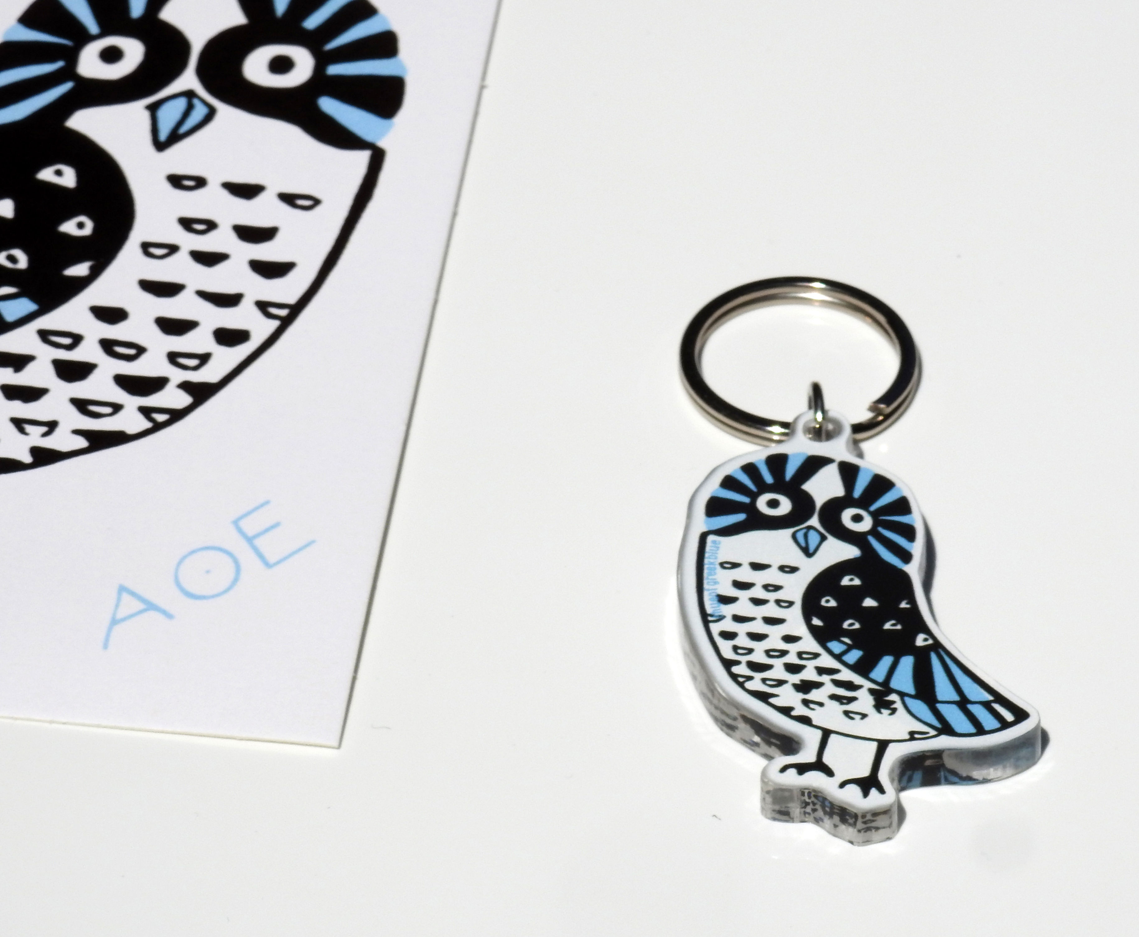 Greek Owl Plexiglass Keyring