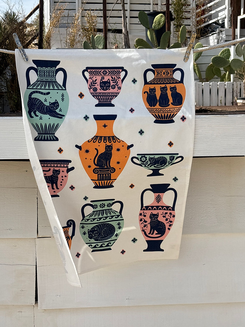 Thumbnail: Cat Pot Twist Cotton Tea Towel