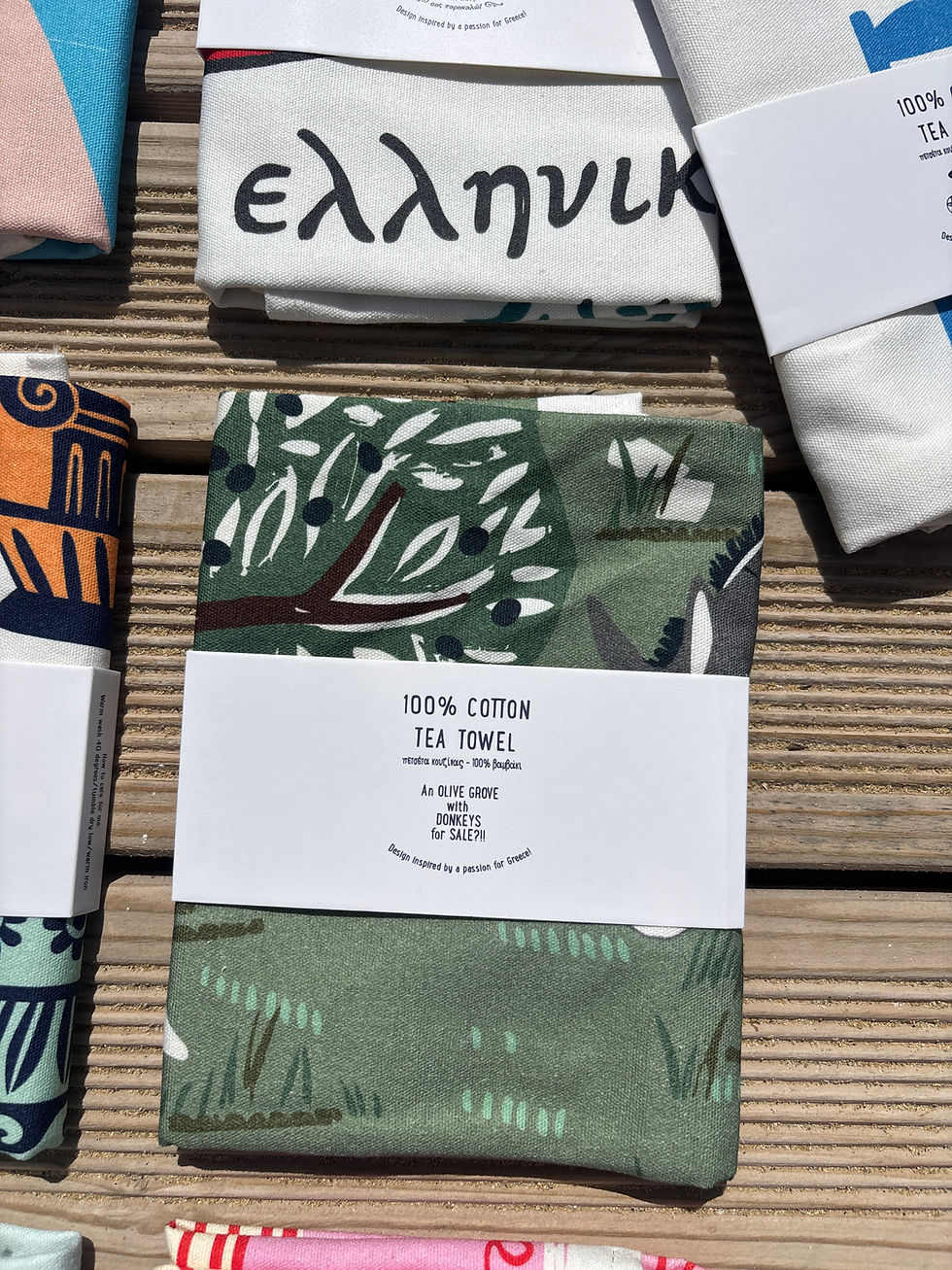 Thumbnail: An Olive Grove with Donkeys for Sale Cotton Tea Towel
