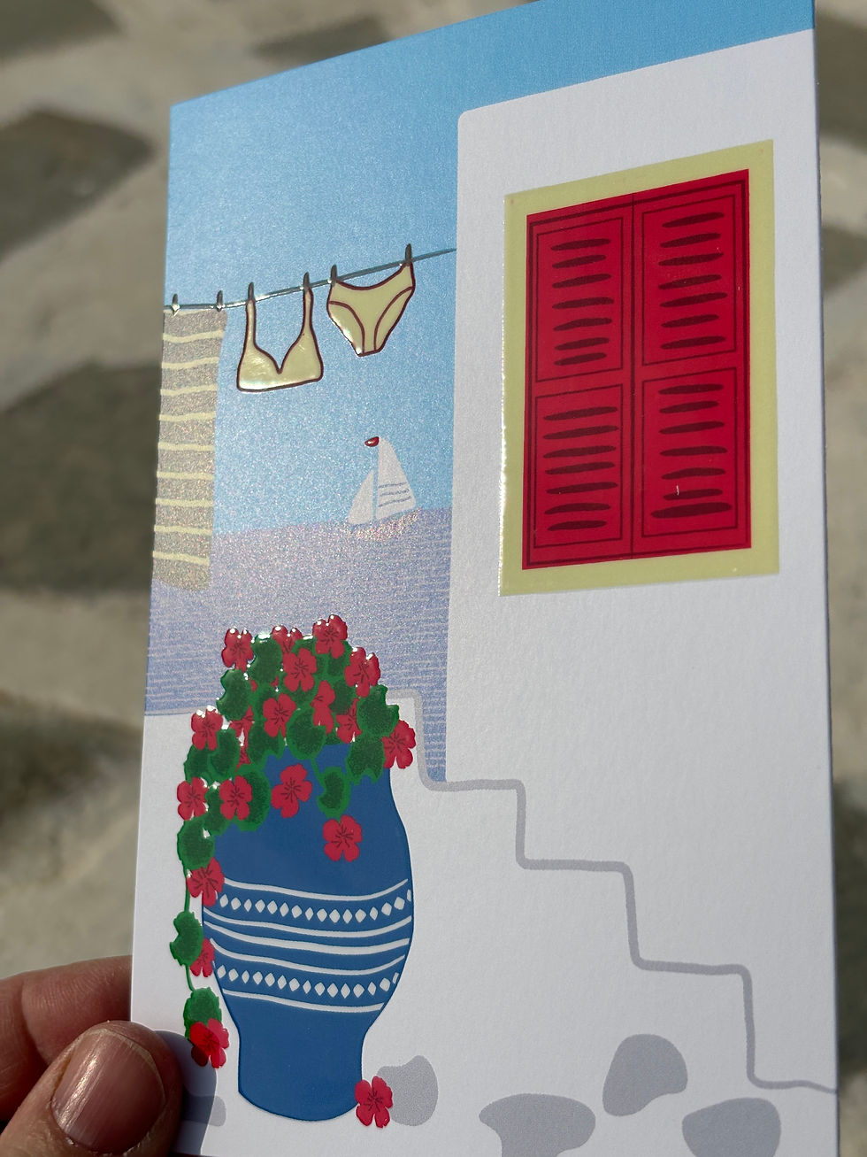 Thumbnail: Greek Summer Living 3D Gloss Varnish Finish Postcard