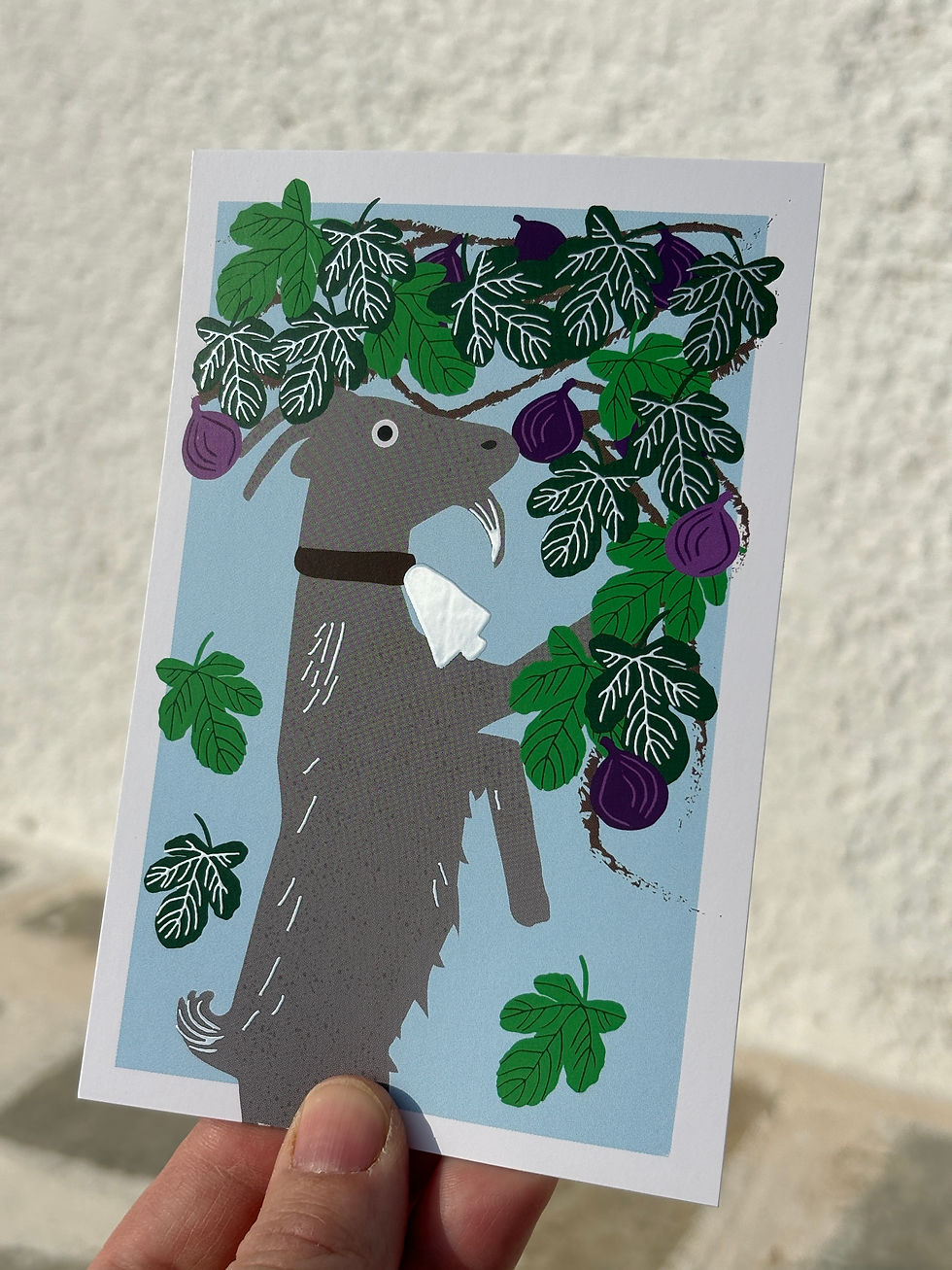 Thumbnail: Goat and Figs Special Silver Finish Postcard
