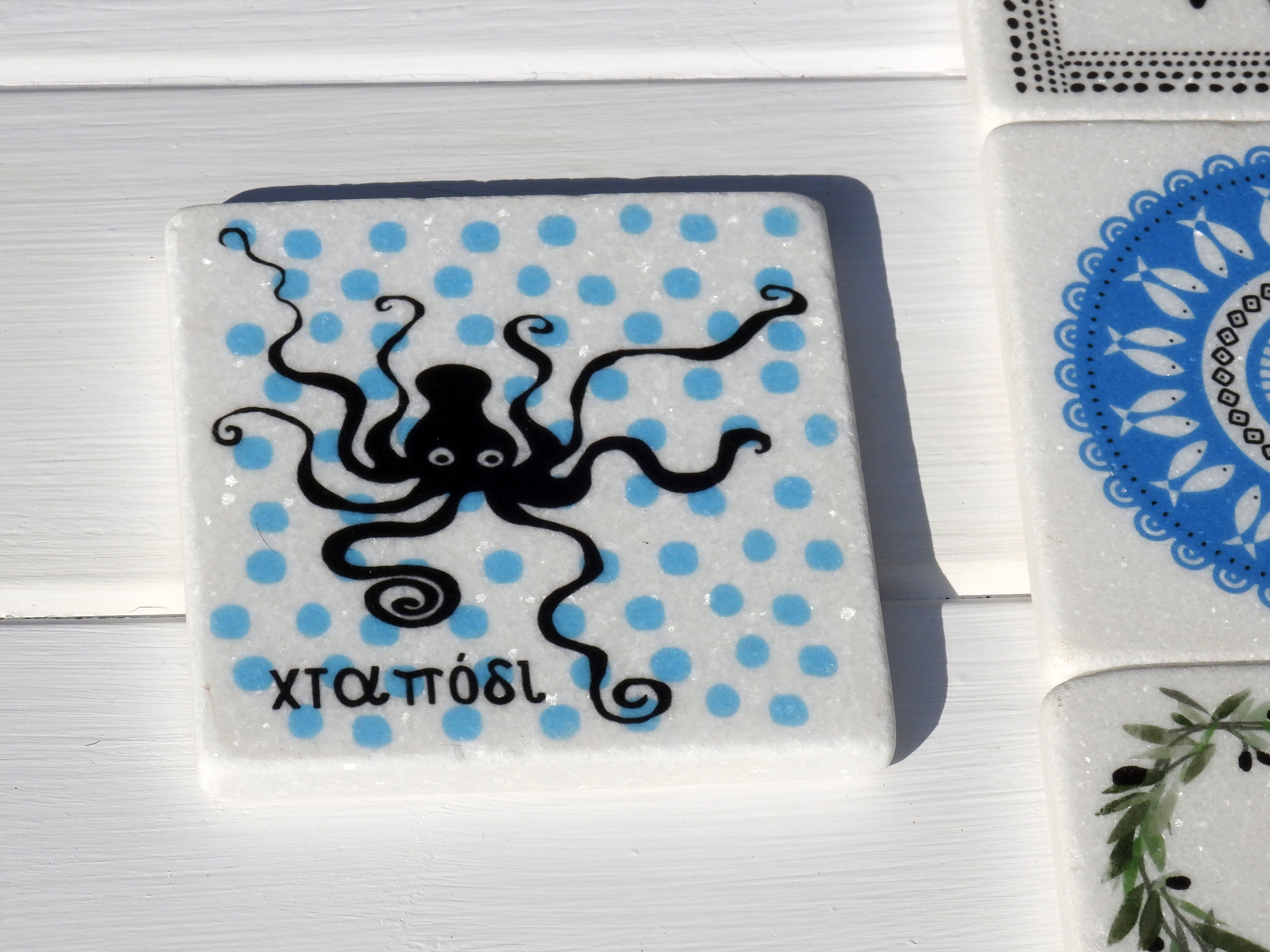 Dotty Octopus Marble Coaster