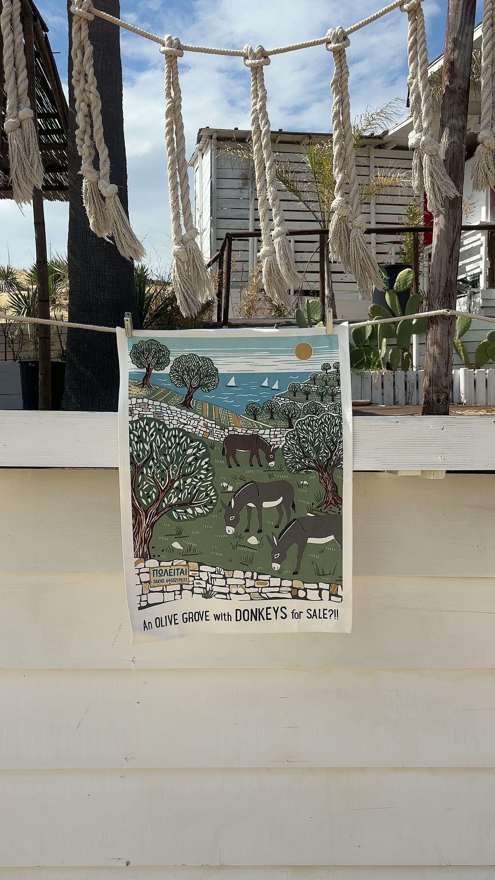 Thumbnail: An Olive Grove with Donkeys for Sale Cotton Tea Towel