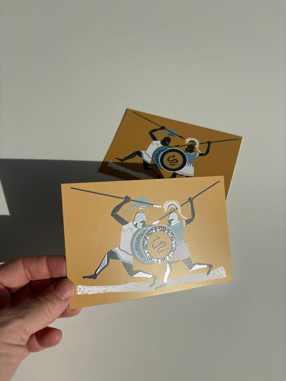 Thumbnail: Hoplites Fighting Silver Finish Postcard