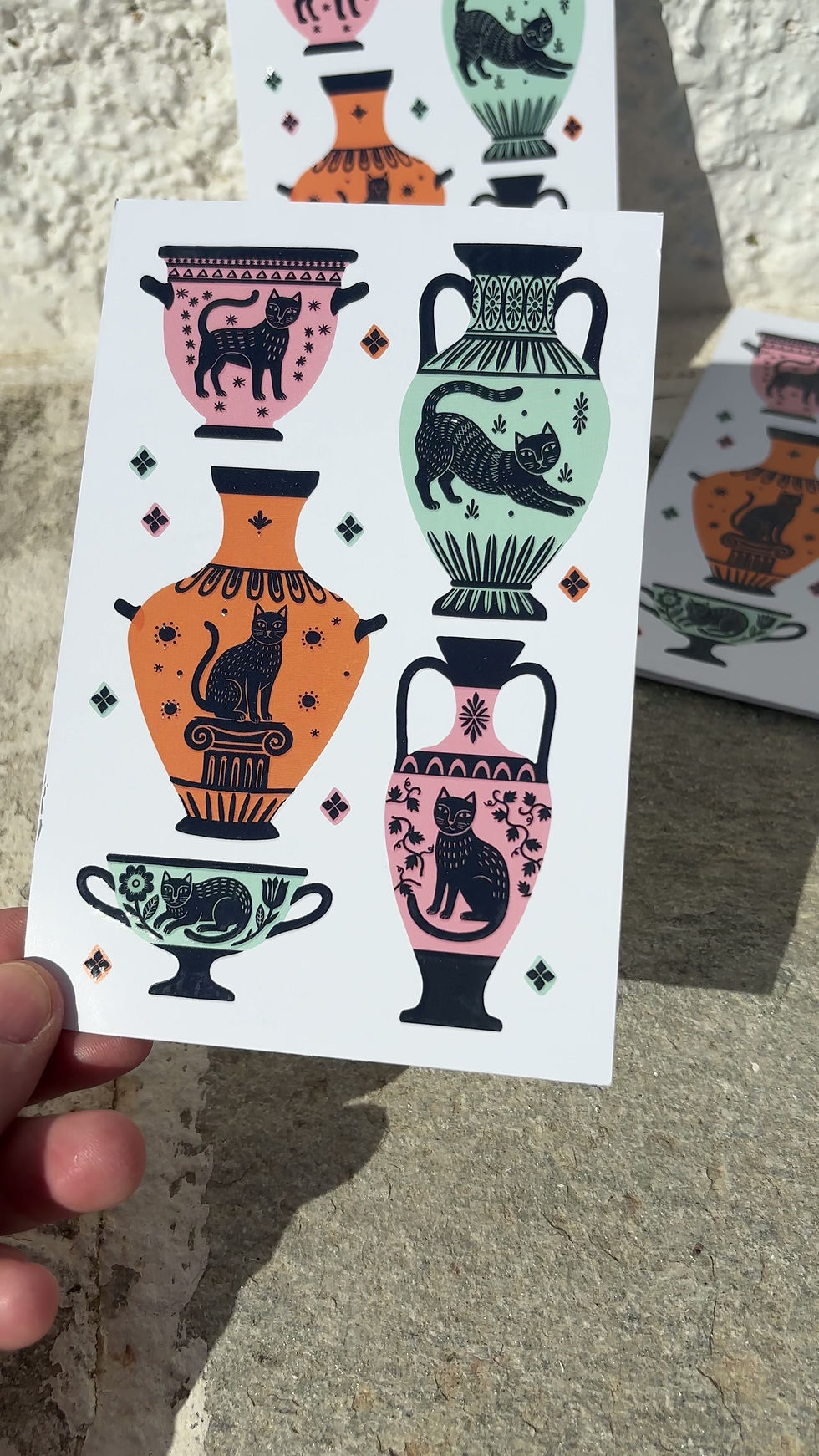 Thumbnail: Cat Pot Twist 3D Gloss Varnish Finish Postcard