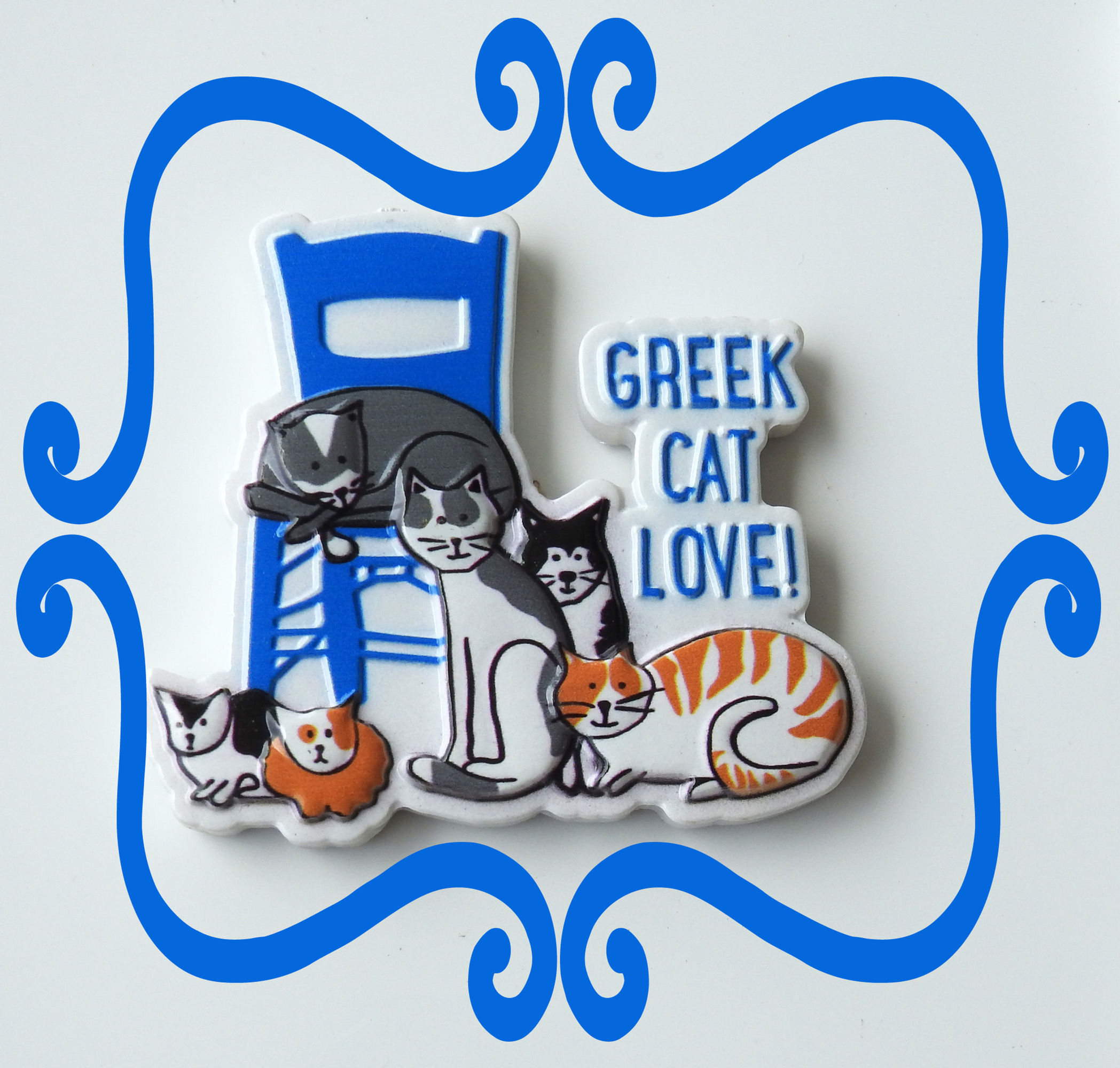 Greek Cat Love! Raised Surface Magnet