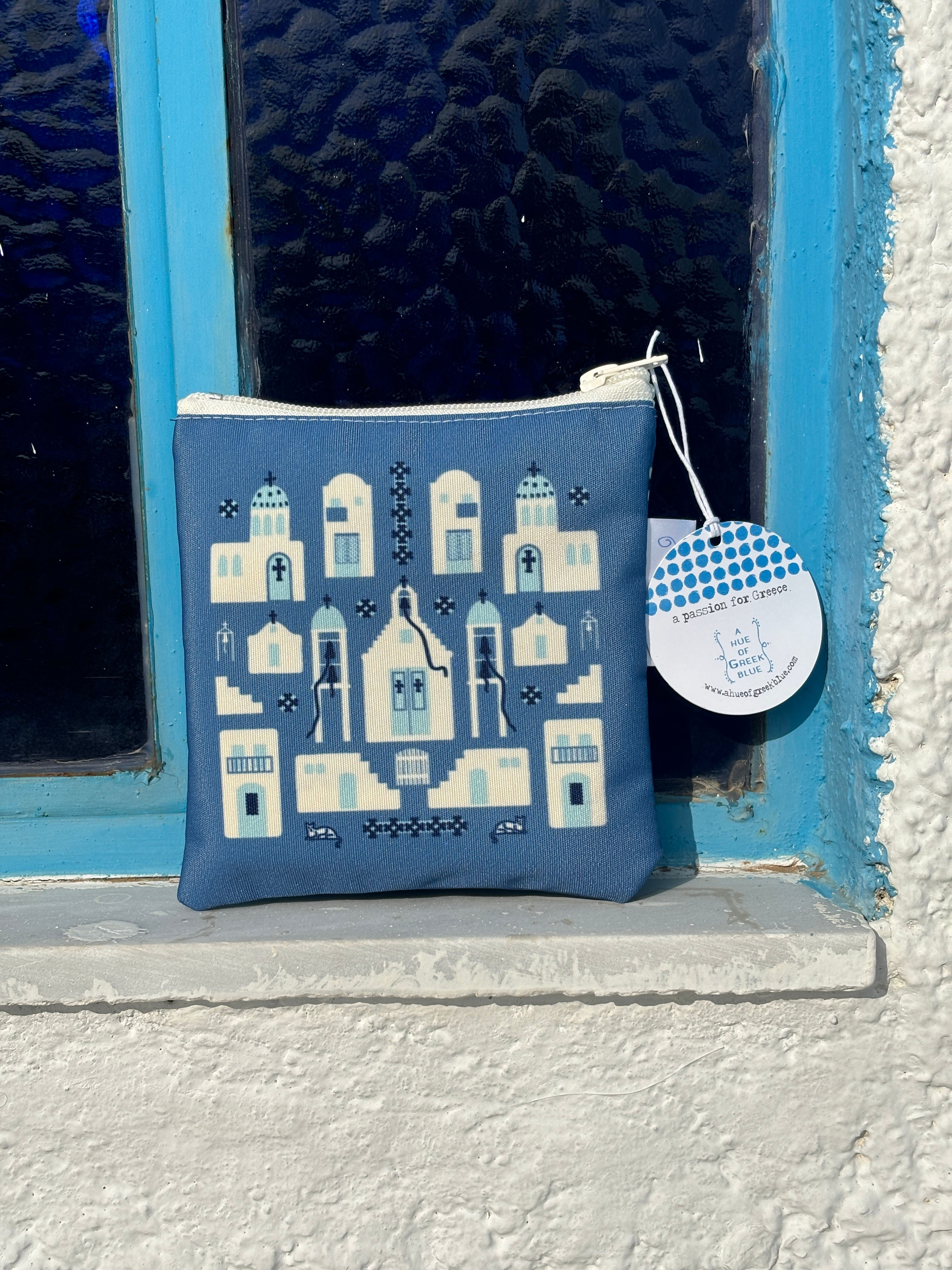Clearly Cycladic Water Resistant Zipper Pouches. Set of 3.