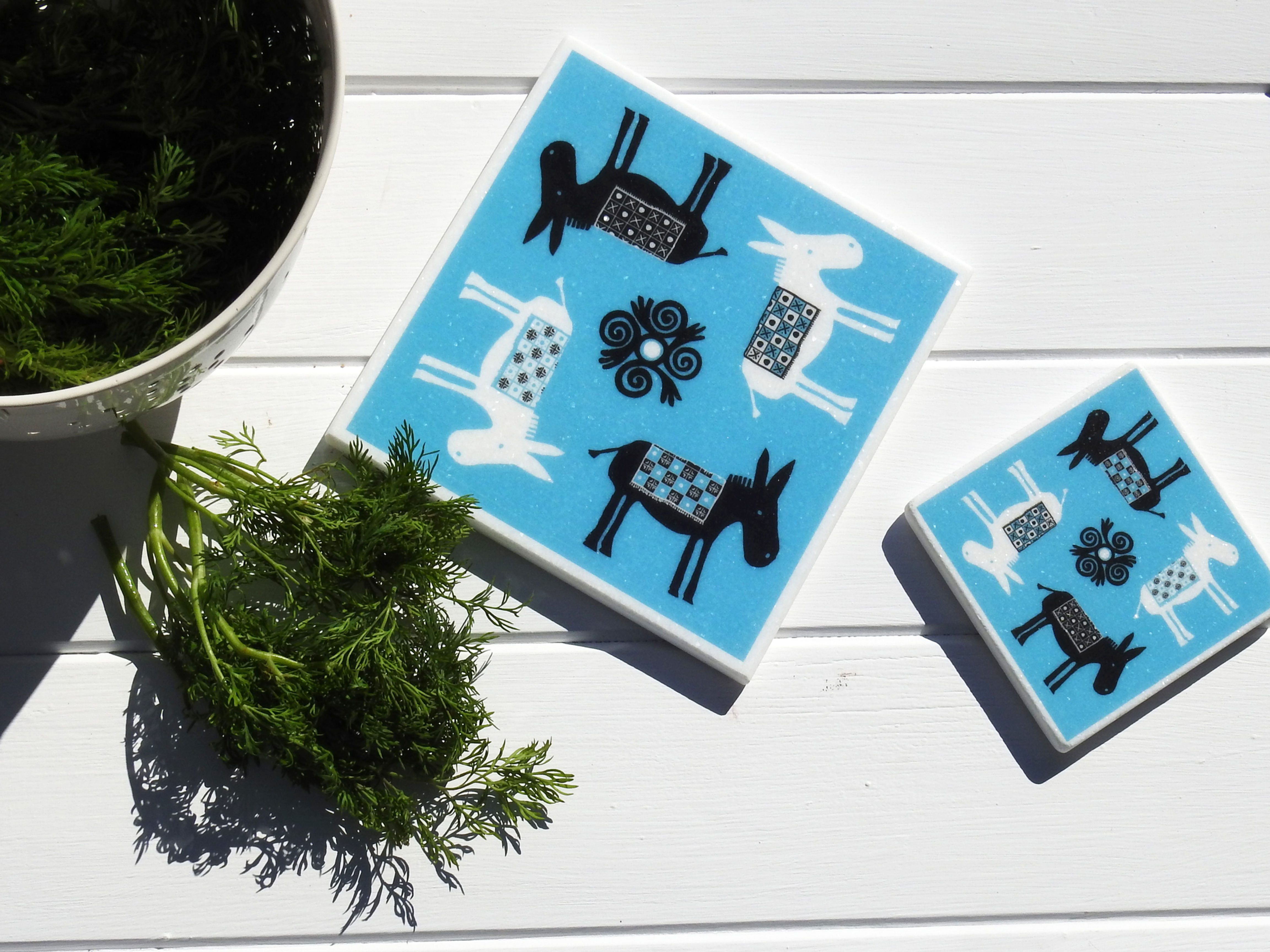 Blue Donkey Marble Trivet