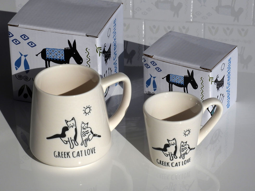 Thumbnail: Greek Cat Love Etched Design Cup 280ml