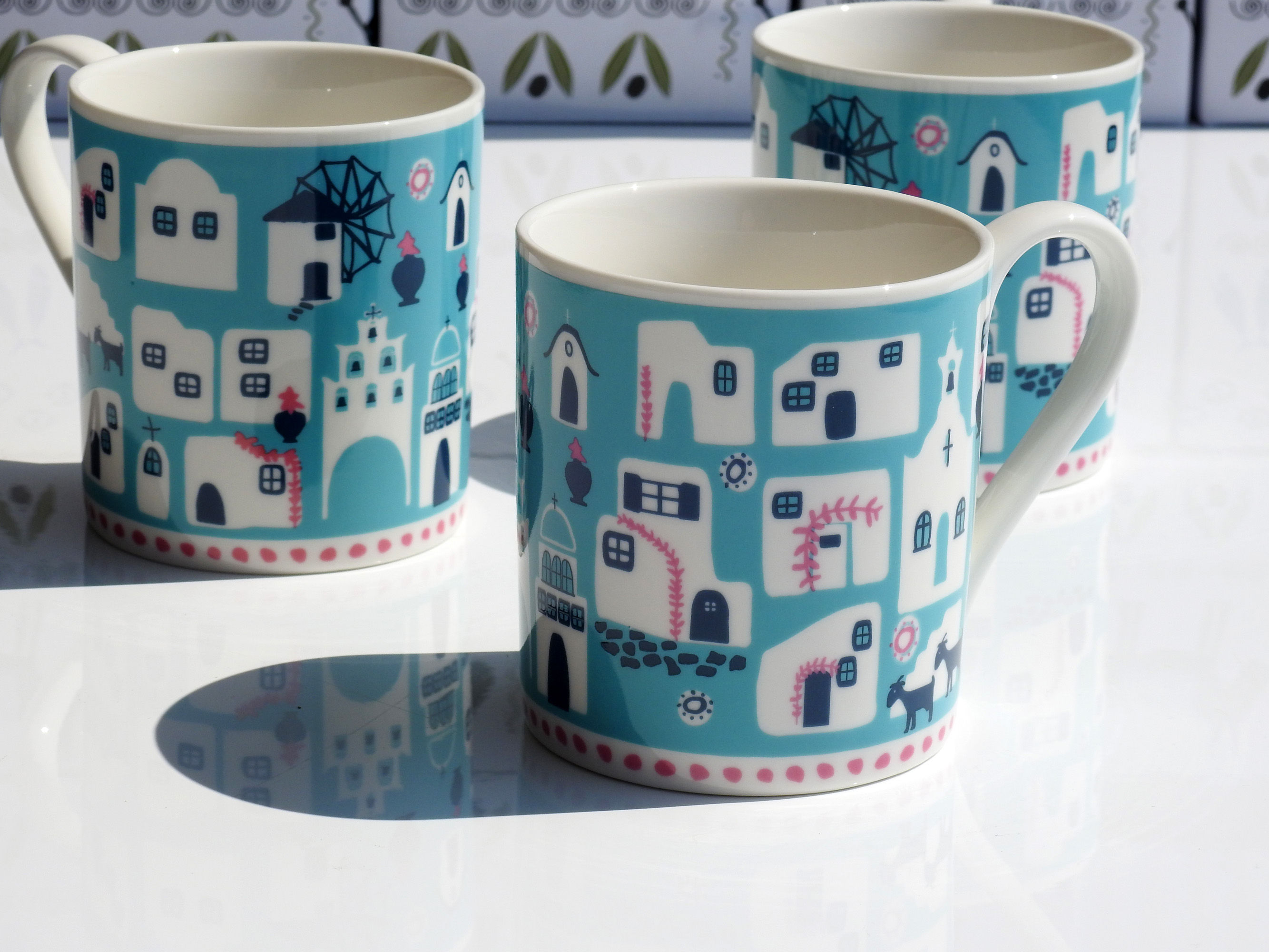 Greek Island 370ml Ceramic Cup with Gift Box