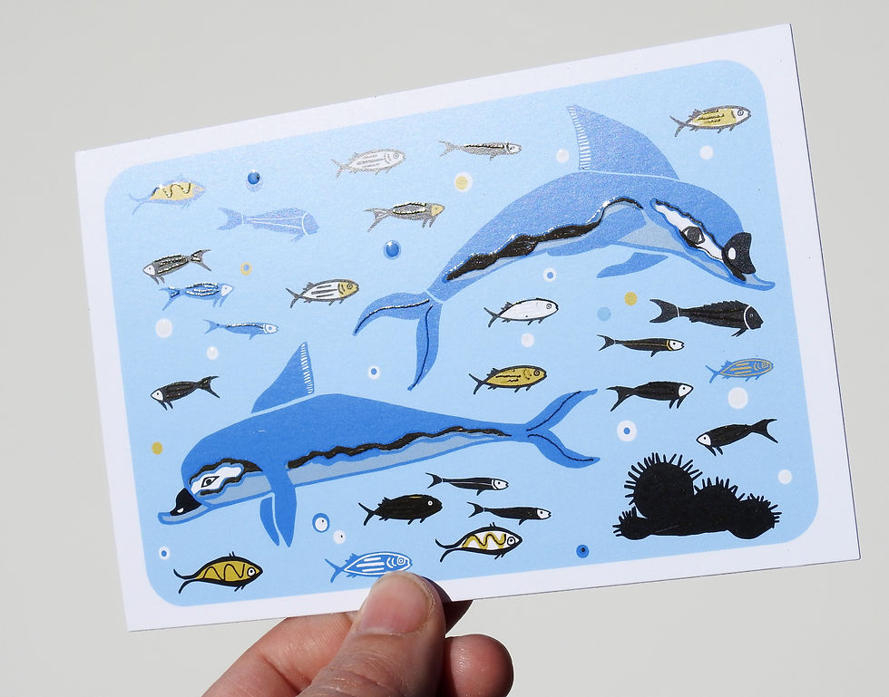 Thumbnail: Minoan Dolphins Gold Finish Postcard