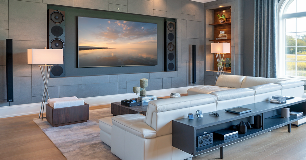sleek and elegant tech-integrated living room