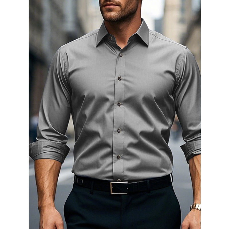 Thumbnail: Bolubao Men Smart Casual Shirt Brand Fashion Solid Color Long Sleeve Elastic Fab