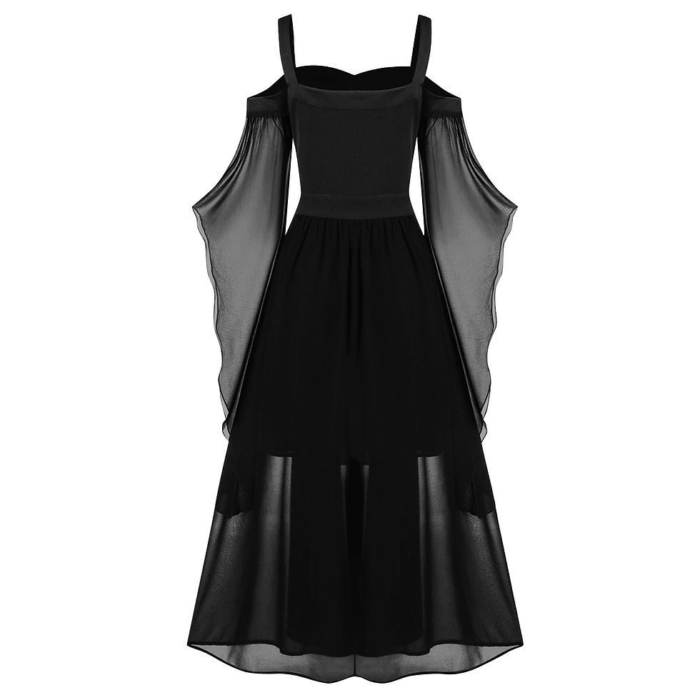 Thumbnail: Womne Plus Size Halloween Dress Cold Shoulder Butterflies Sleeve Lace Up Gothic