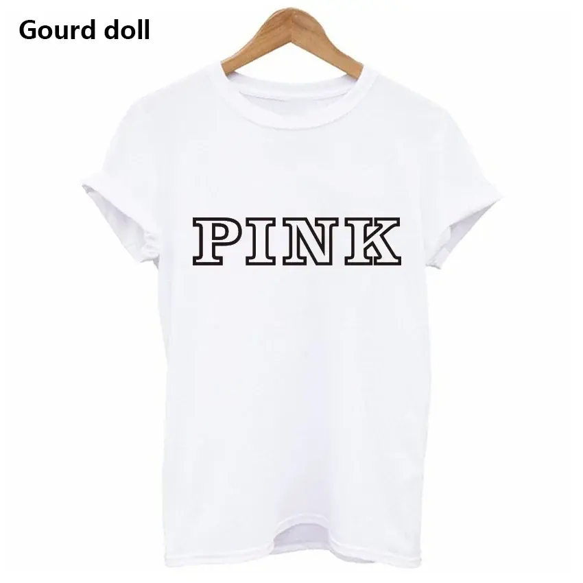 Harajuku Fashion PINK Letter Printed T-Shirts Women Tops Tee t shirt Women For F