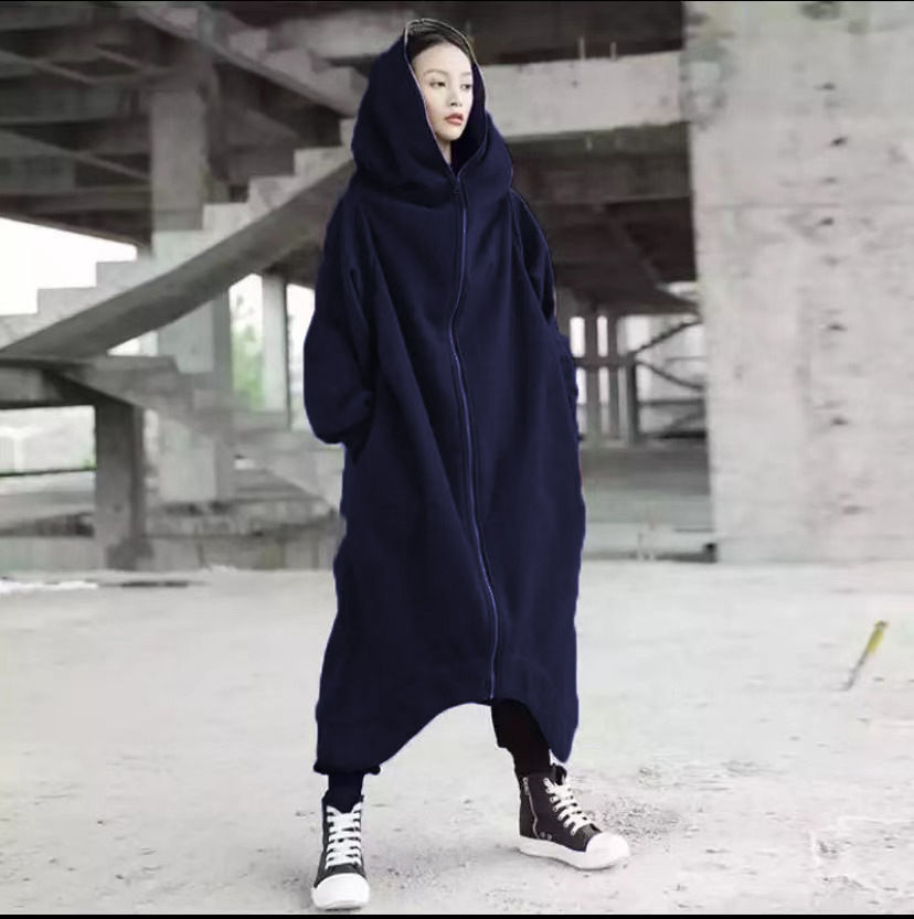 Thumbnail: Oversized S-5XL Women Loose Add Velvet Hooded Coats Autumn Winter Long Lantern S