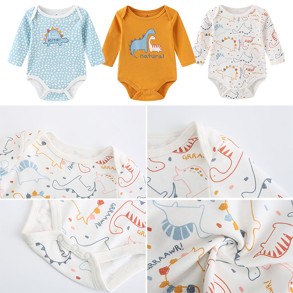 Thumbnail: kiddiezoom Spring Autumn Cartoon Long Sleeve Newborn Baby Boy Girl Bodysuits 100