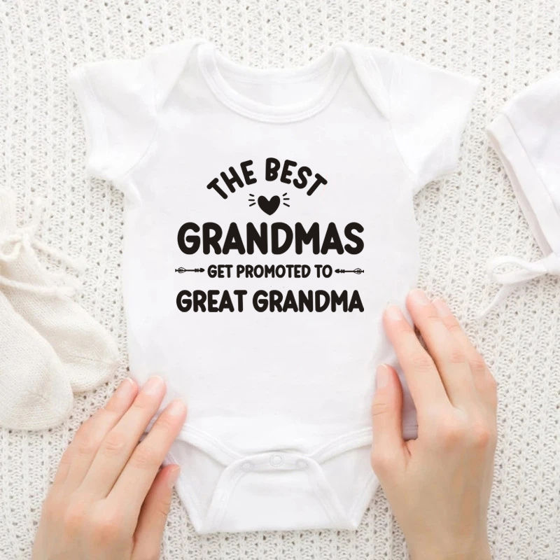 The Best Grandmas Get Promoted To Great Grandma Print Baby Bodysuits Pregnancy A