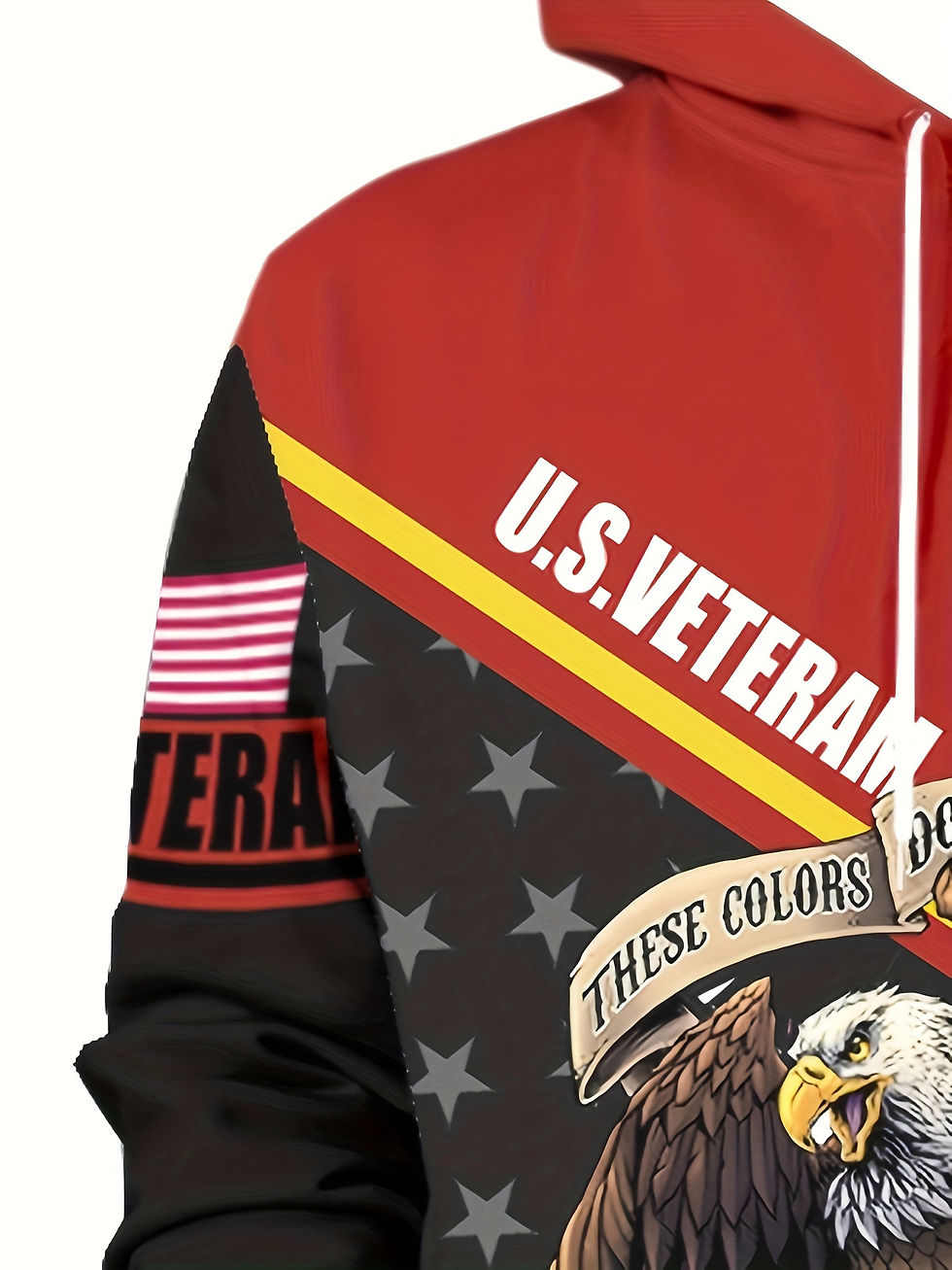 Thumbnail: Men'S Patriotic U.S. Veteran Hoodie with Eagle & Flag Print - Casual Long-Sleeve