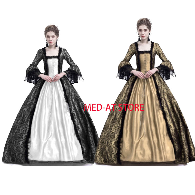 Plus Size Medieval Palace Princess Cosplay Dress Adults Vintage Evening Gown for