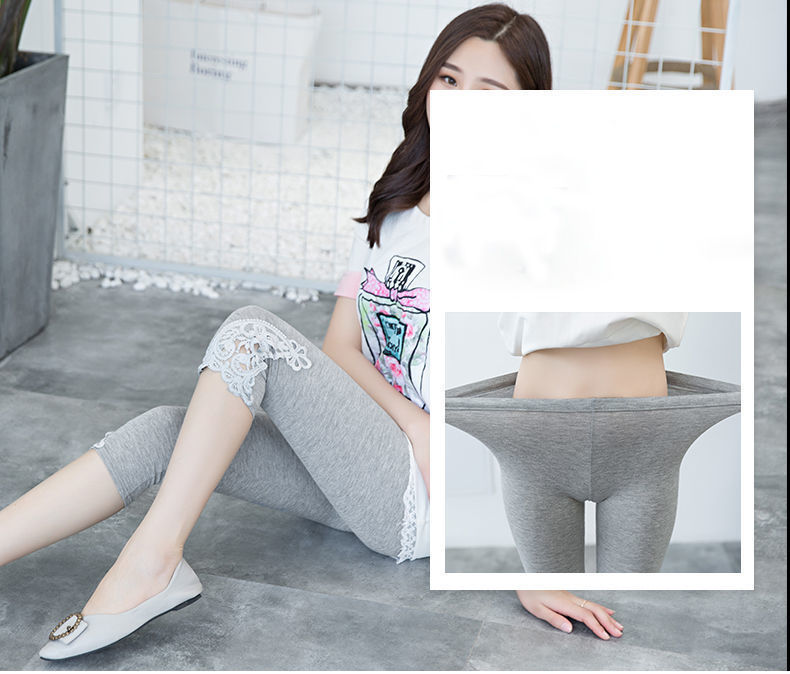 Thumbnail: Women Summer Hollow Lace Stretch Leggings Sports Fitness Skinny Pants Crop 3/4 L