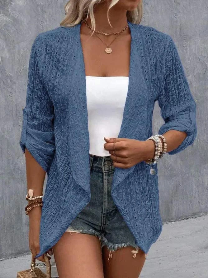 Thumbnail: Women's Casual Button Cardigan Street Sle Loose Fit Long Sve Polyester 2025 Colo