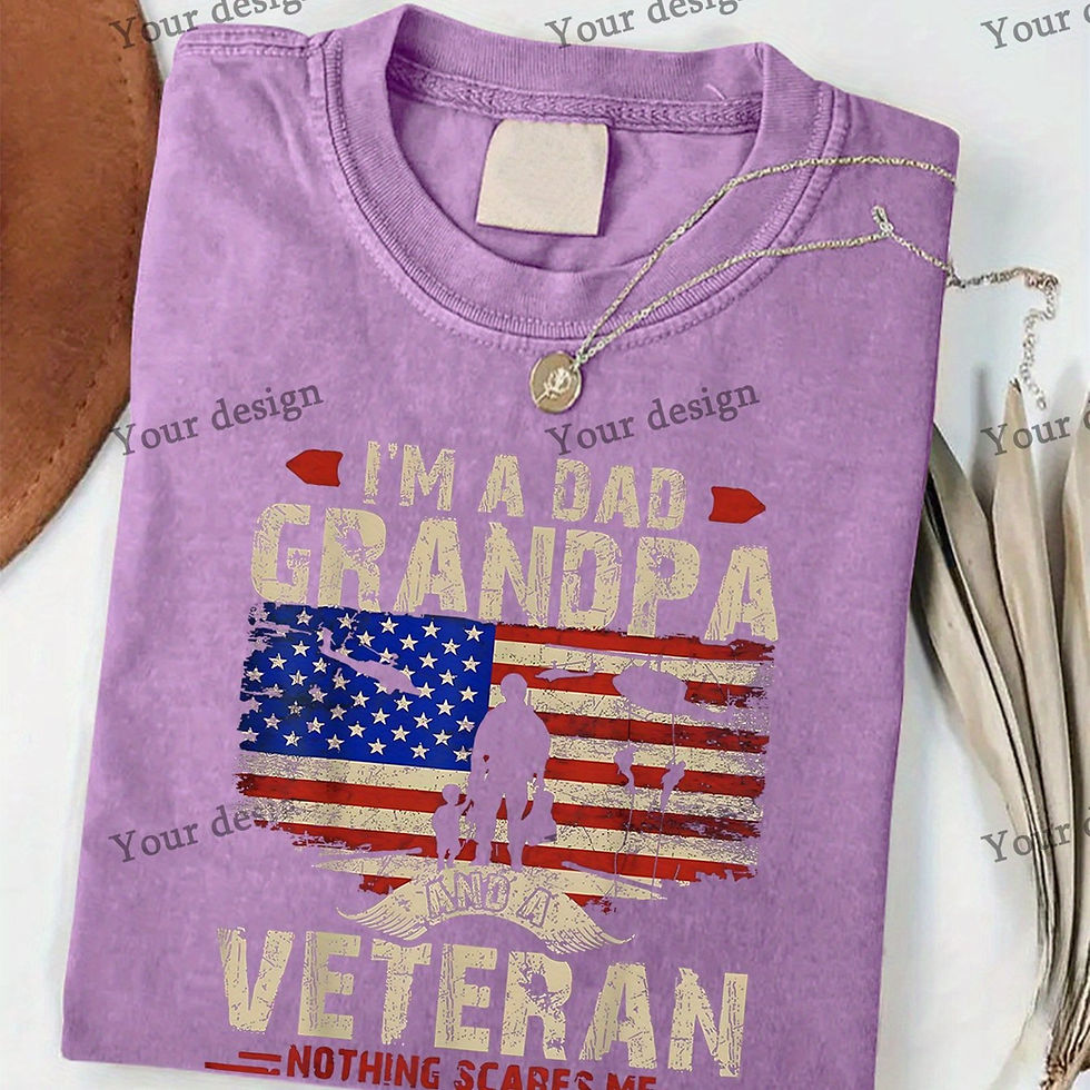 Thumbnail: 230G Washed Old Pure Cotton Printed T-Shirt, "I Am a Dad, Veteran" Letter And Na