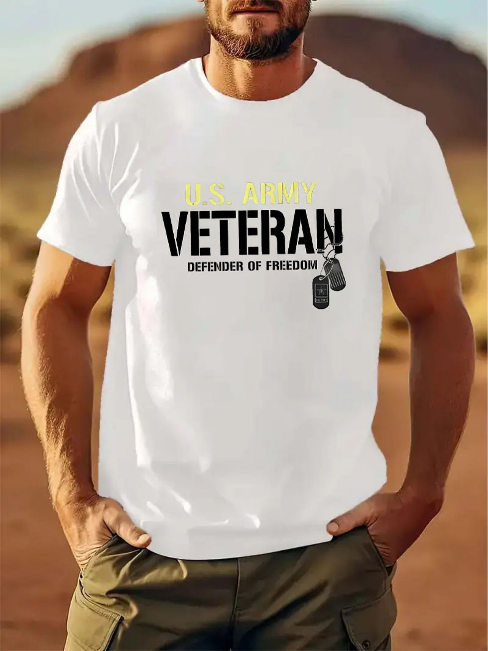 Thumbnail: Men'S Polyester Athletic T-Shirt - U.S. Army Veteran Crew Neck, Geometric Patter