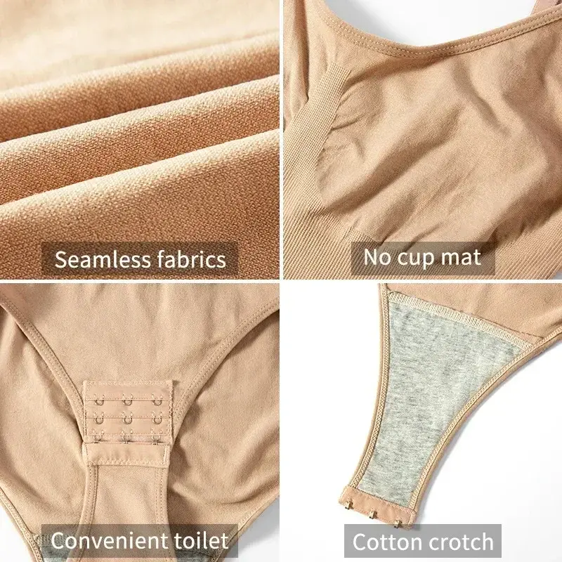 Thumbnail: 1 Piece Solid Seamless Shaping Shapewear Bodysuit, Tummy Control Butt Lifting Sl
