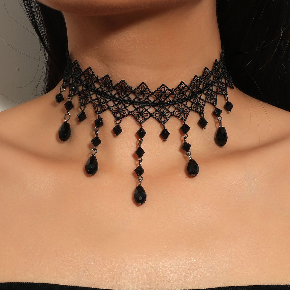 Thumbnail: Neo-Gothic Punk Black Sexy Lace Chokers Necklace For Women Fashion Retro Clavicl