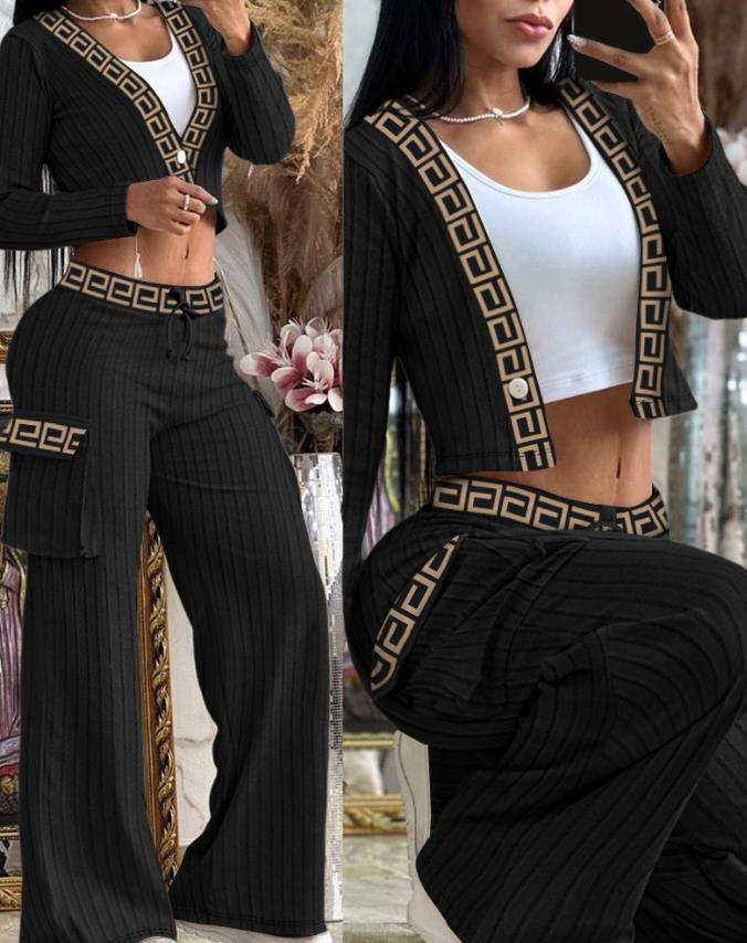 Thumbnail: Women's Spring Summer New Fashionable Solid Color Printed Sexy Waist Short Top C
