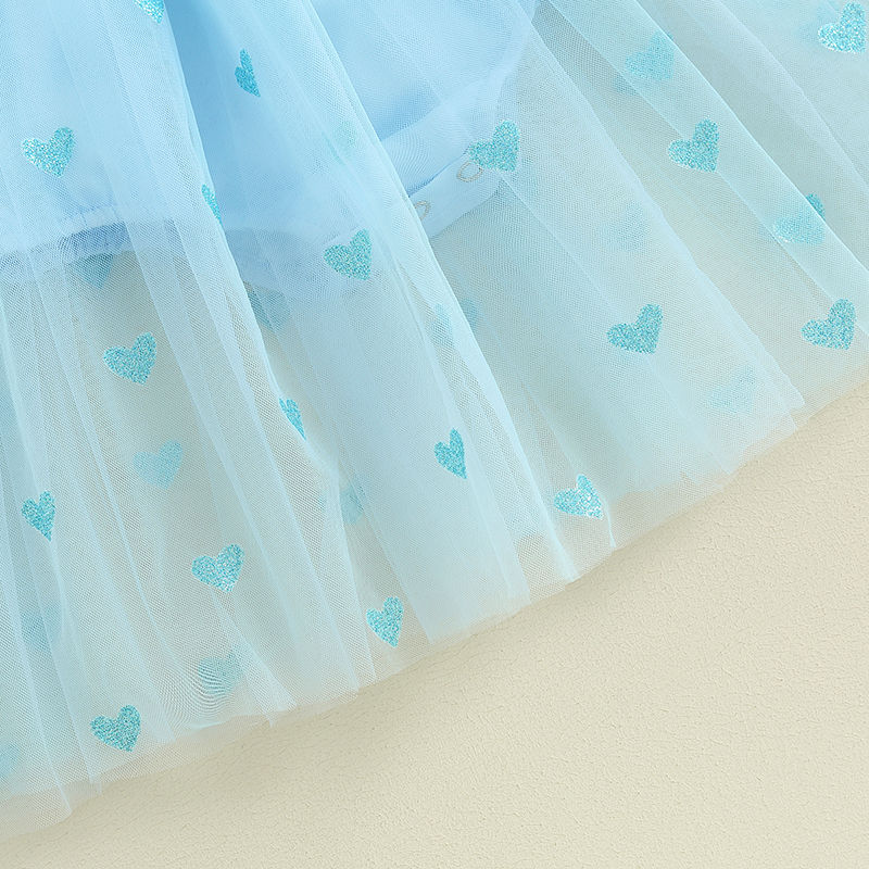 Thumbnail: Pudcoco Infant Baby Girl Valentine s Day  Heart Print Tulle Mesh Romper Dress Ju