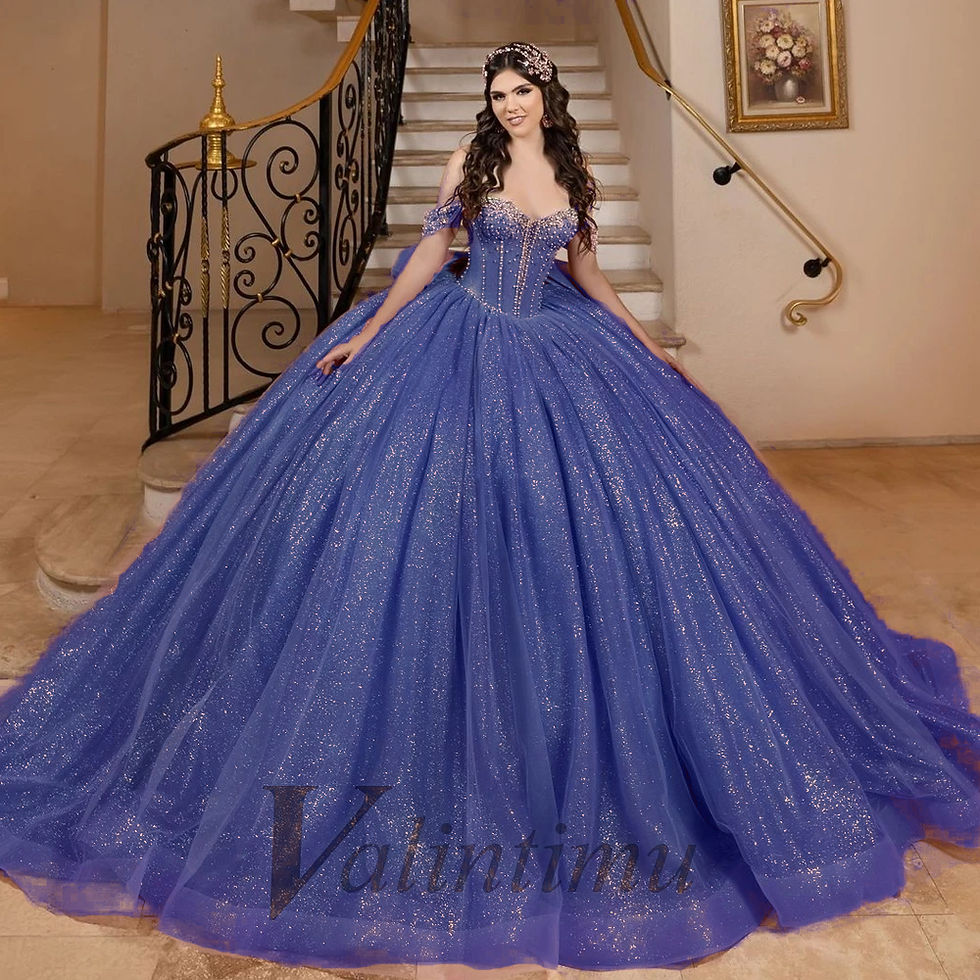 Thumbnail: Valintimu Princess Big Bow Quinceanera Dresses for Girl Off the Shoulder Sweethe