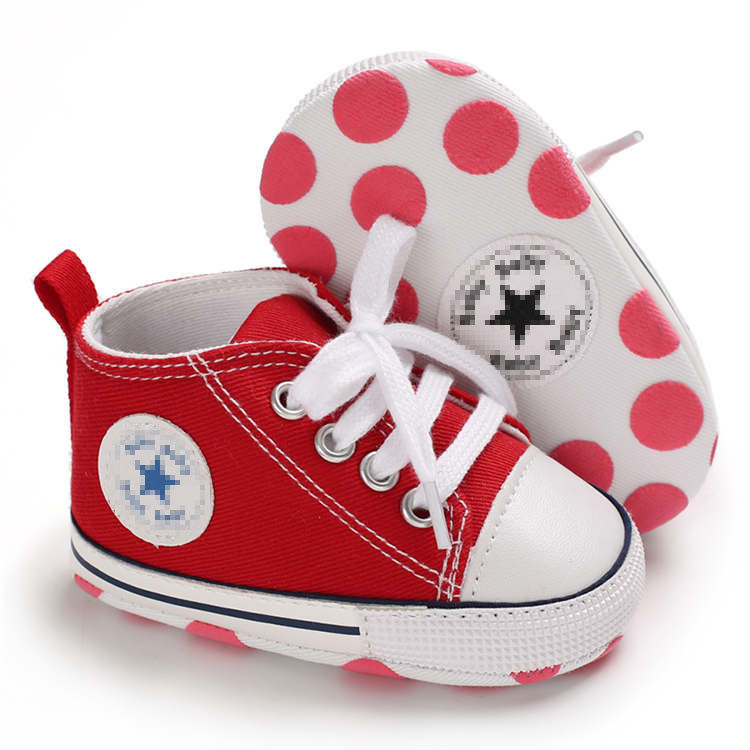 Thumbnail: Classic Baby Boys Girls Canvas Sneakers Lace Up Anti-Slip Soft Sole Toddler Shoe