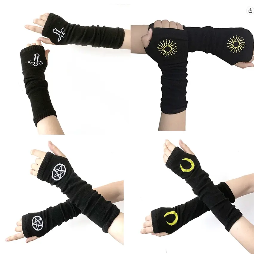 Thumbnail: Warmer Knitted Long Fingerless Gloves Elbow Mittens Christmas Acces Gift Fashion